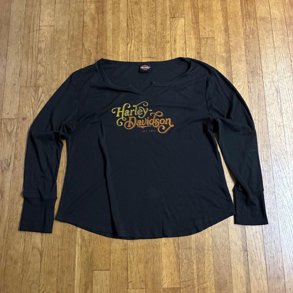 Harley-Davidson Womens Studded Long Sleeve Shirt Black Defiance Omaha NE 321